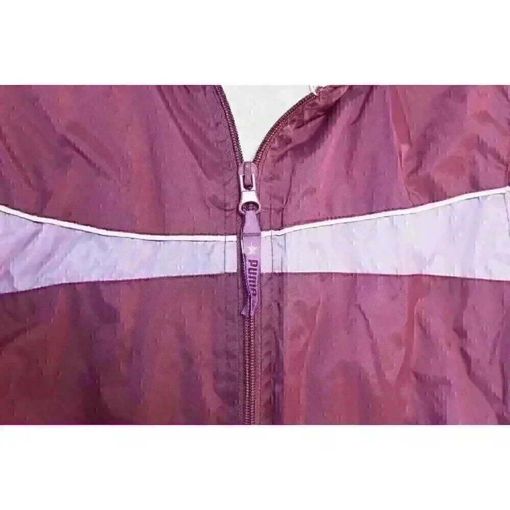 Girls PUMA size 5/M two-tone purple w/hood pockets zip lined hoodie/windbreaker